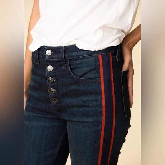 NWT Veronica Beard Carolyn Baby Boot Jean With Navy And RedTuxedo Stripes Sz 24 - Picture 5 of 15